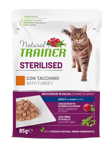 Natural trainer cat sterilised turkey pouch